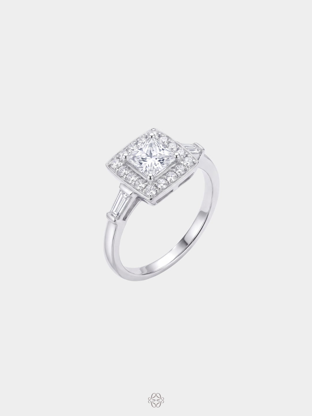 Anillo Art Déco con Diamante Talla Princesa Oro Blanco | Ithaca