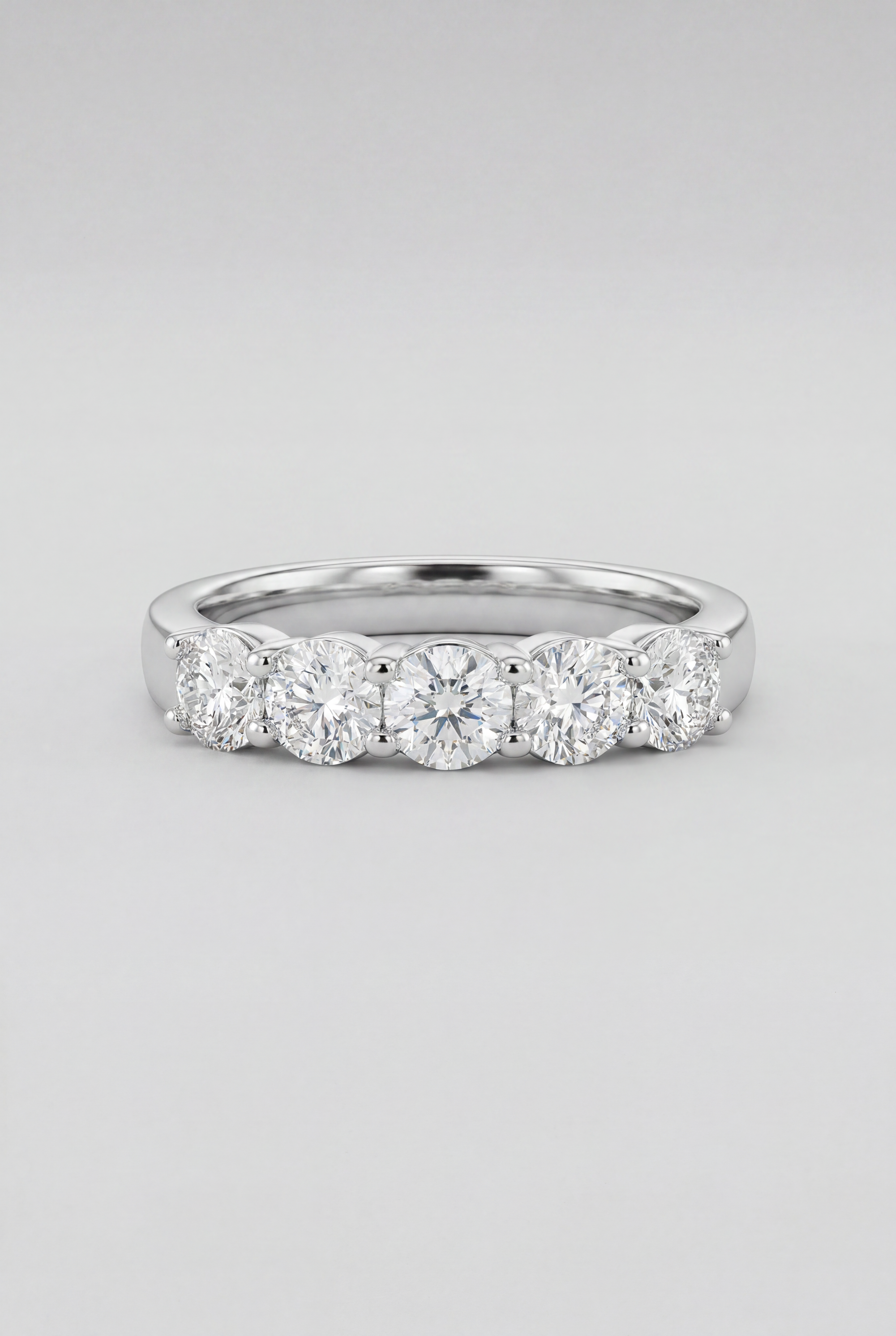 Anillo de diamantes y oro blanco Cinquillo Sila