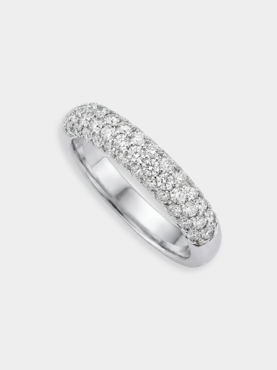 Anillo Triple Pavé de Oro Blanco con Diamantes | Nebredi