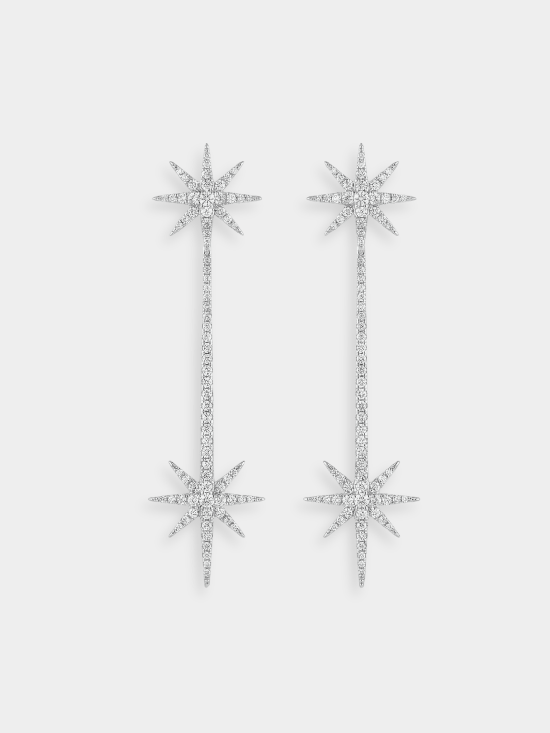 Pendientes Estrella Convertibles de Oro Blanco con Diamantes | Stella