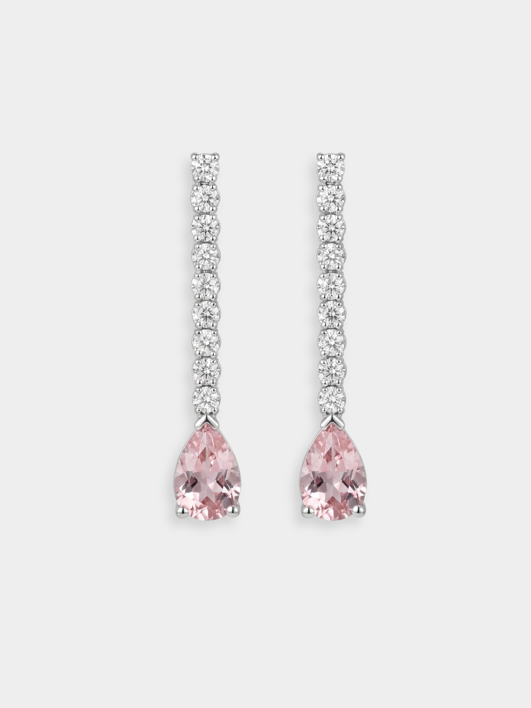 Pendientes Rivière de Oro Blanco con Morganita y Diamantes | Ricci