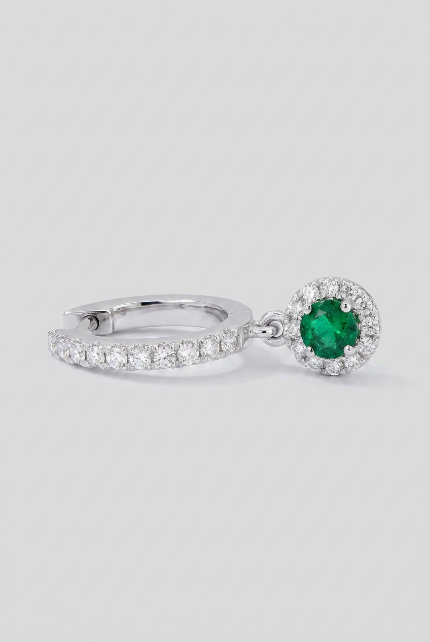 Pendientes de diamantes, esmeralda y oro aros Criollas Eternity Otranto