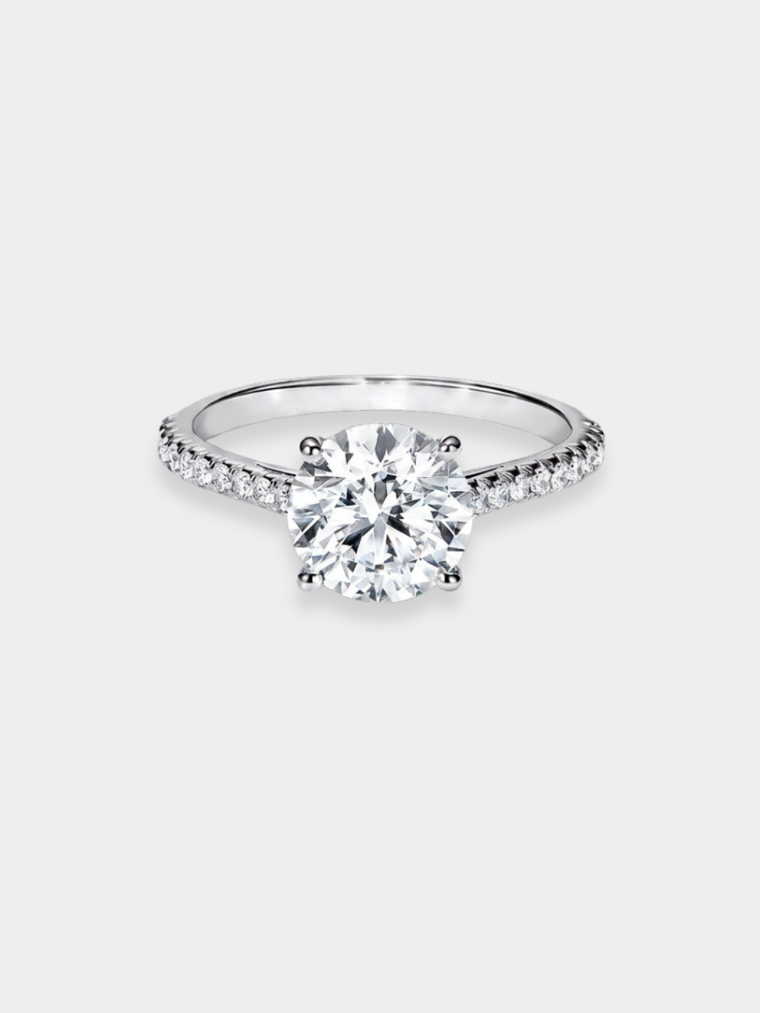 Anillo Solitario de Oro Blanco con Diamantes | Circeo