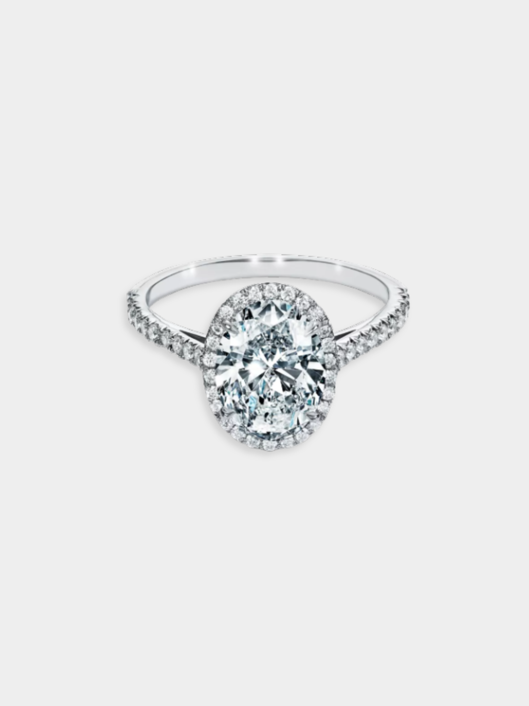 Solitärring aus Weißgold mit Diamanten | Halo Oval