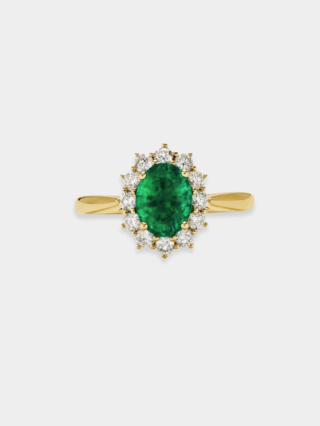 Anillo Rosetón de Oro con Esmeralda y Diamantes | Verena Maxi Verde