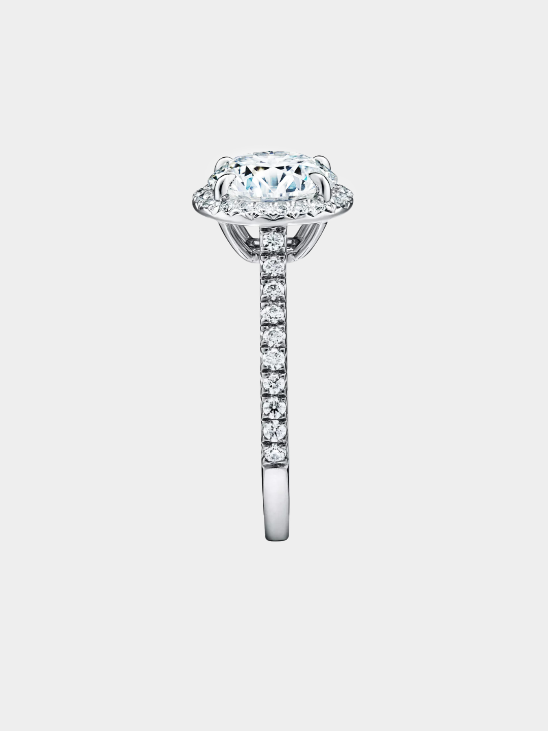 Anillo Solitario de Oro Blanco con Diamantes | Halo