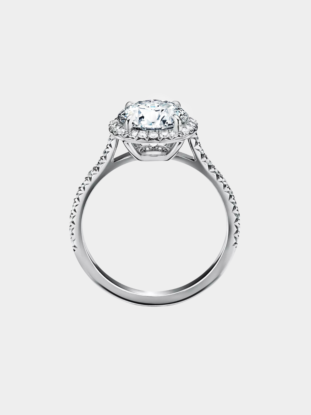 Anillo Solitario de Oro Blanco con Diamantes | Halo