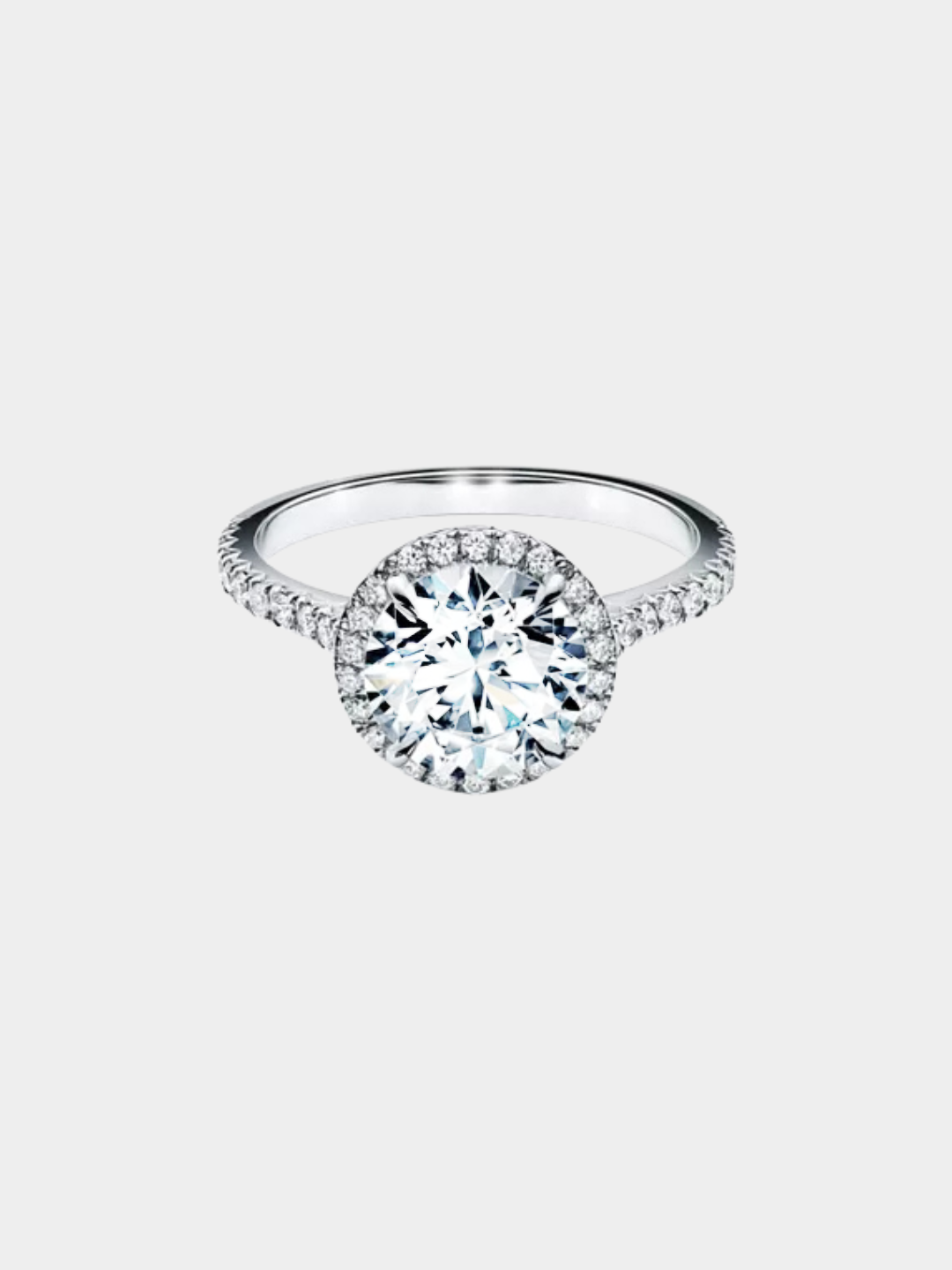 Anillo Solitario de Oro Blanco con Diamantes | Halo