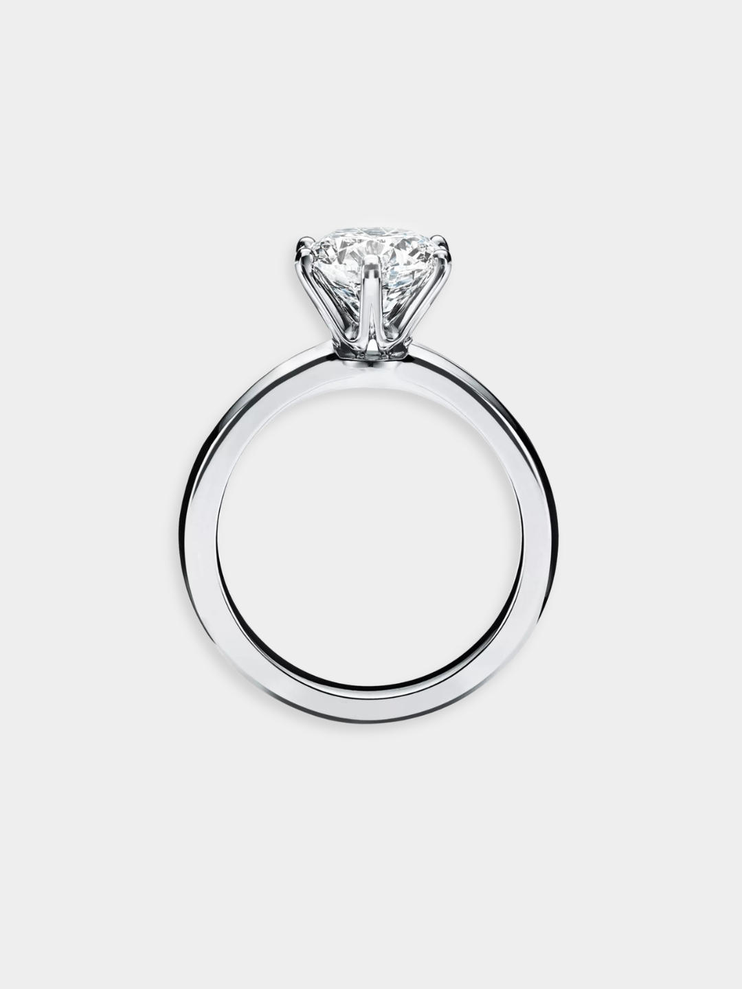 Anillo Solitario de Oro Blanco con Diamante de 6 Garras | Corona