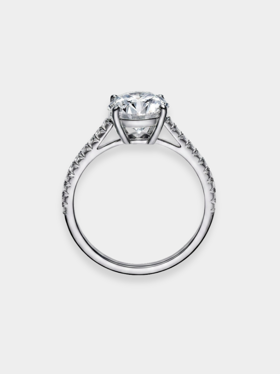 Anillo Solitario de Oro Blanco con Diamantes | Circeo