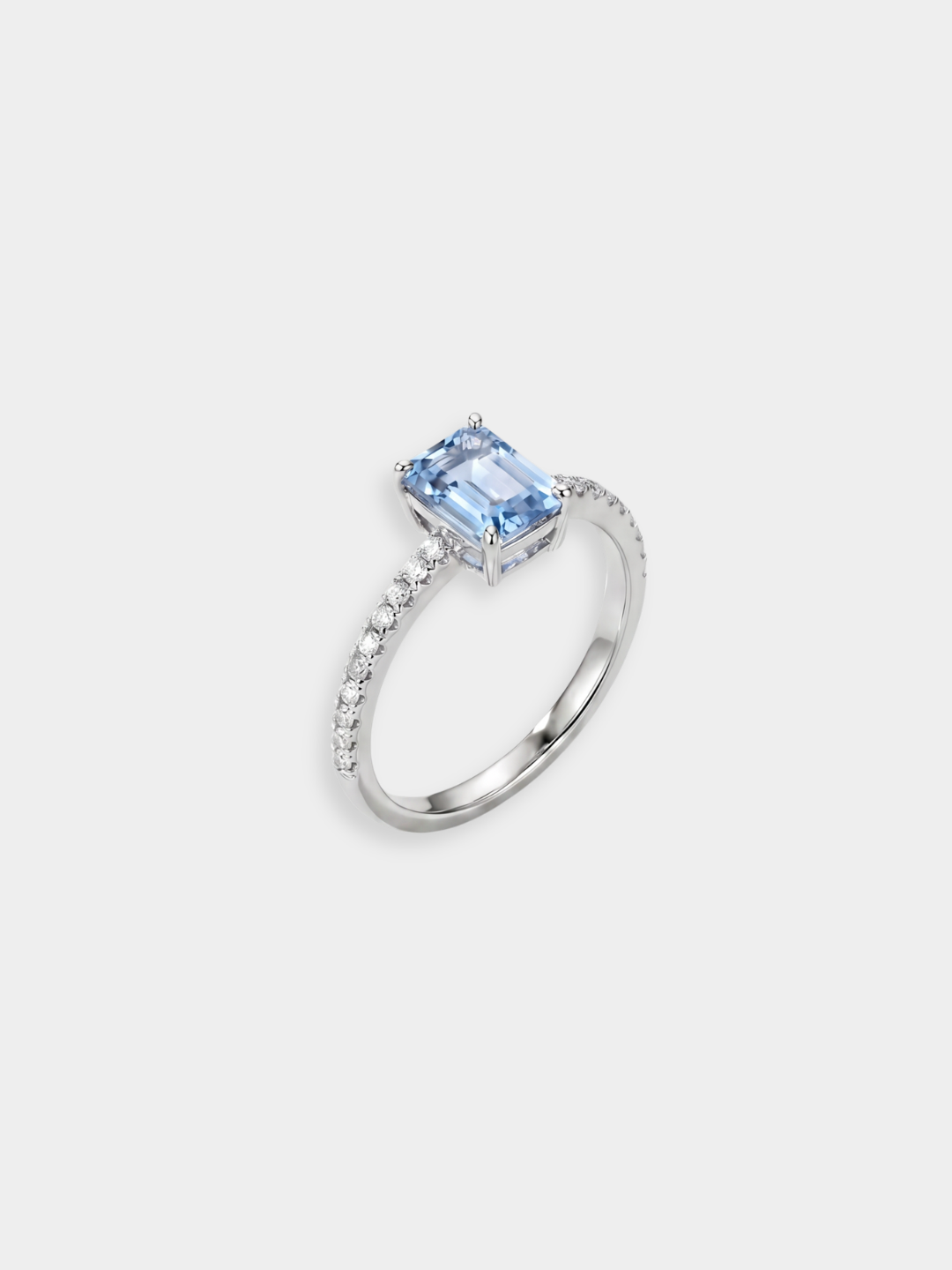 Anillo Pavé de Oro Blanco con Topacio Azul y Diamantes | Azura