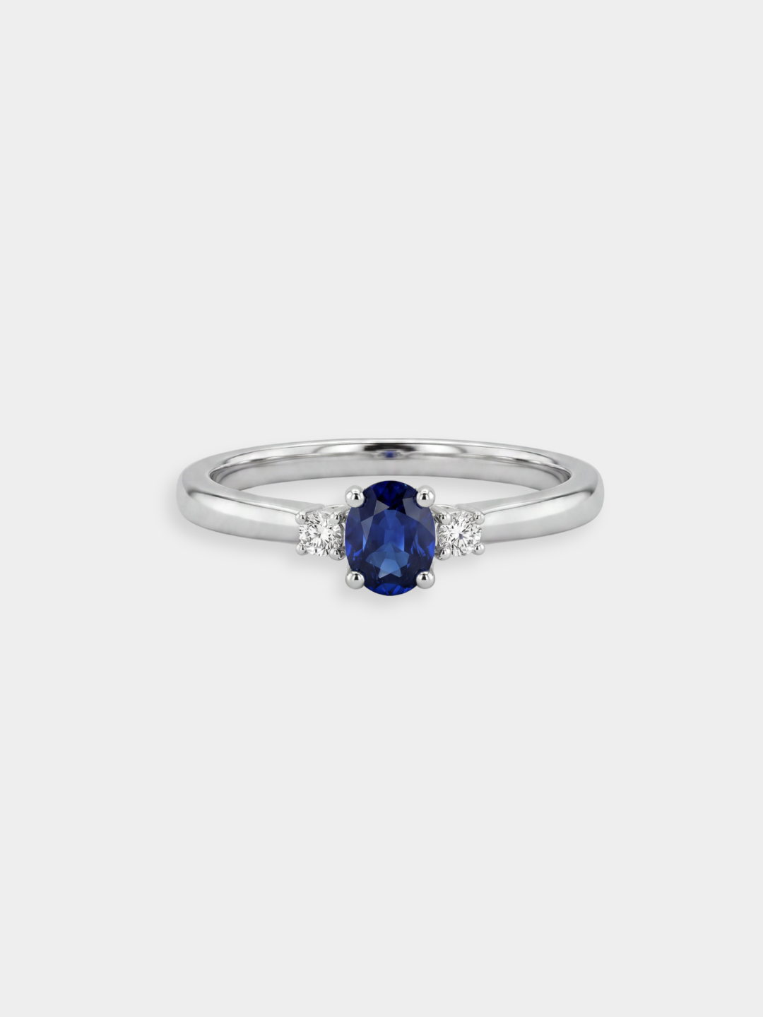 Anillo Trilogy de Oro Blanco con Zafiro Azul y Diamantes | Ibleos