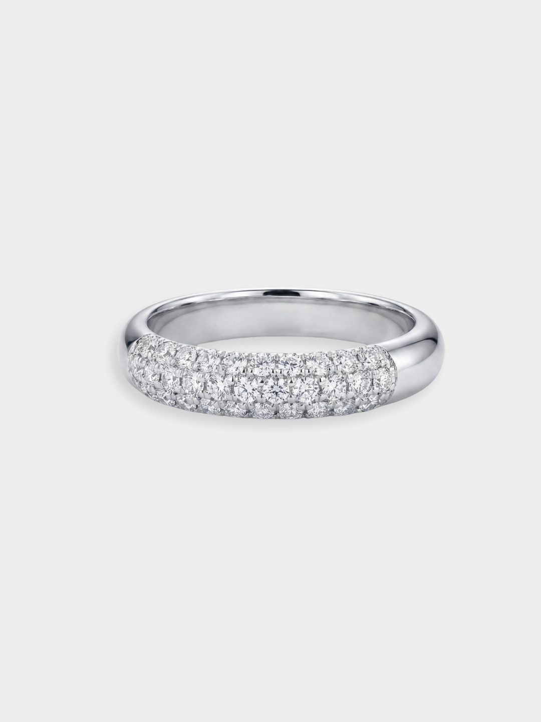 Anillo Triple Pavé de Oro Blanco con Diamantes | Nebredi