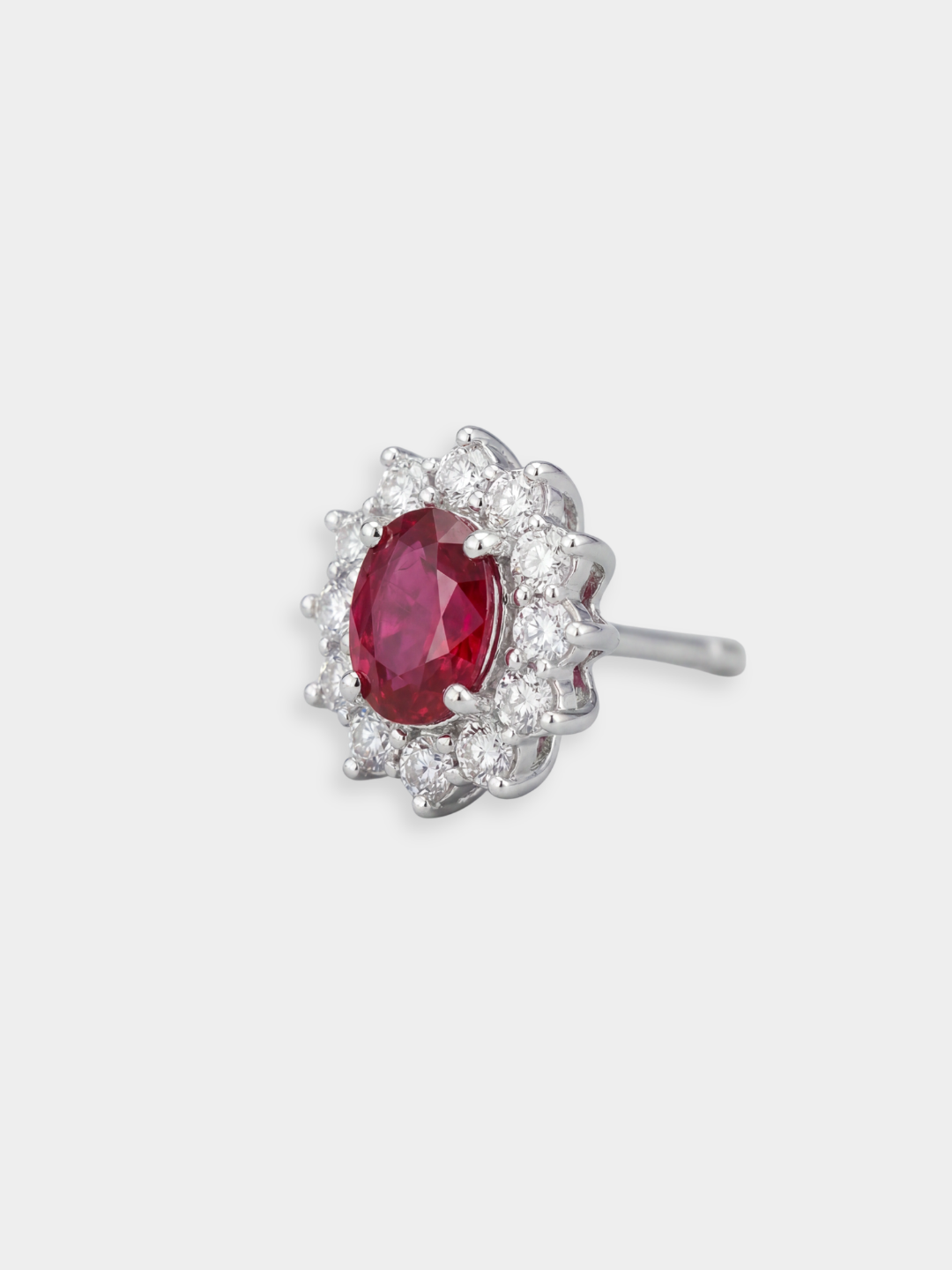 Pendientes Rosetón de Oro Blanco con Rubíes y Diamantes | Aria