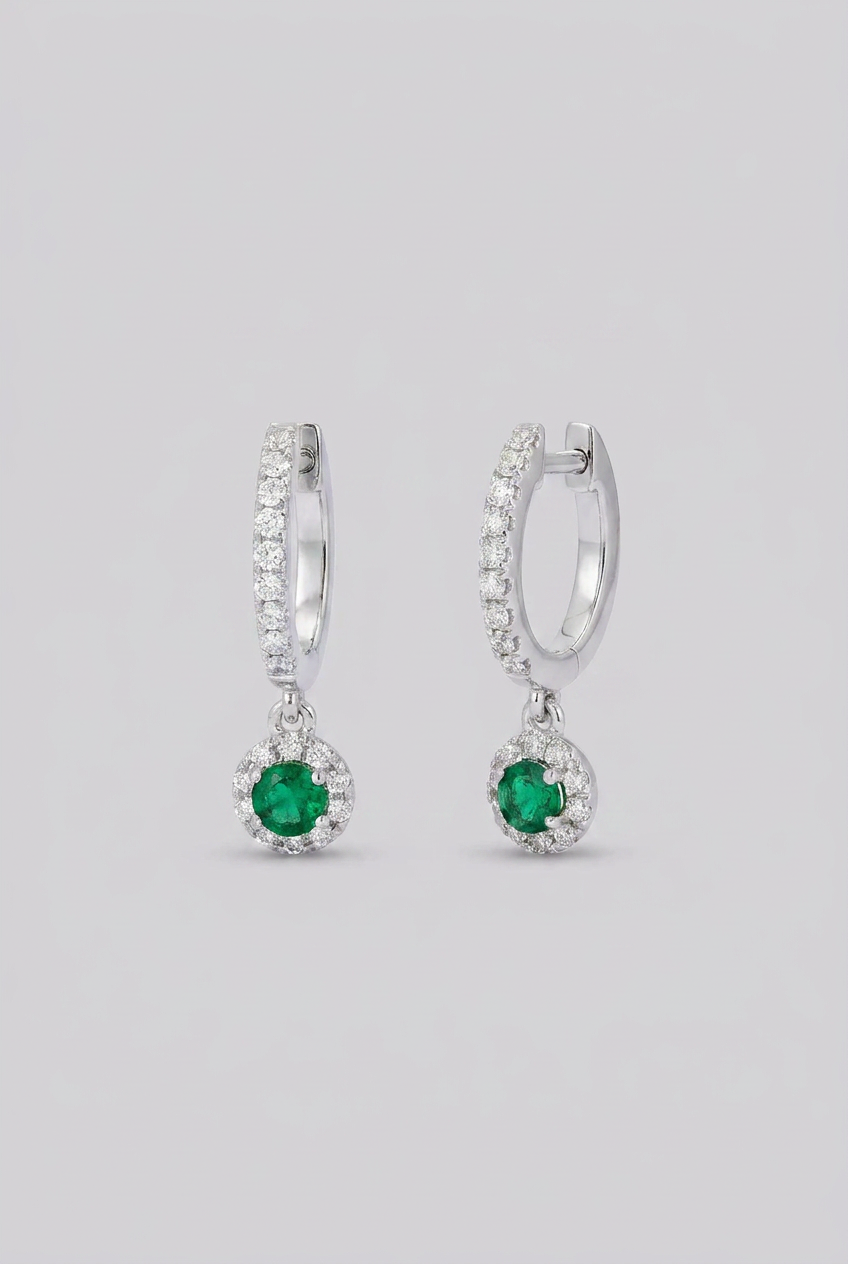 Pendientes de diamantes, esmeralda y oro aros Criollas Eternity Otranto