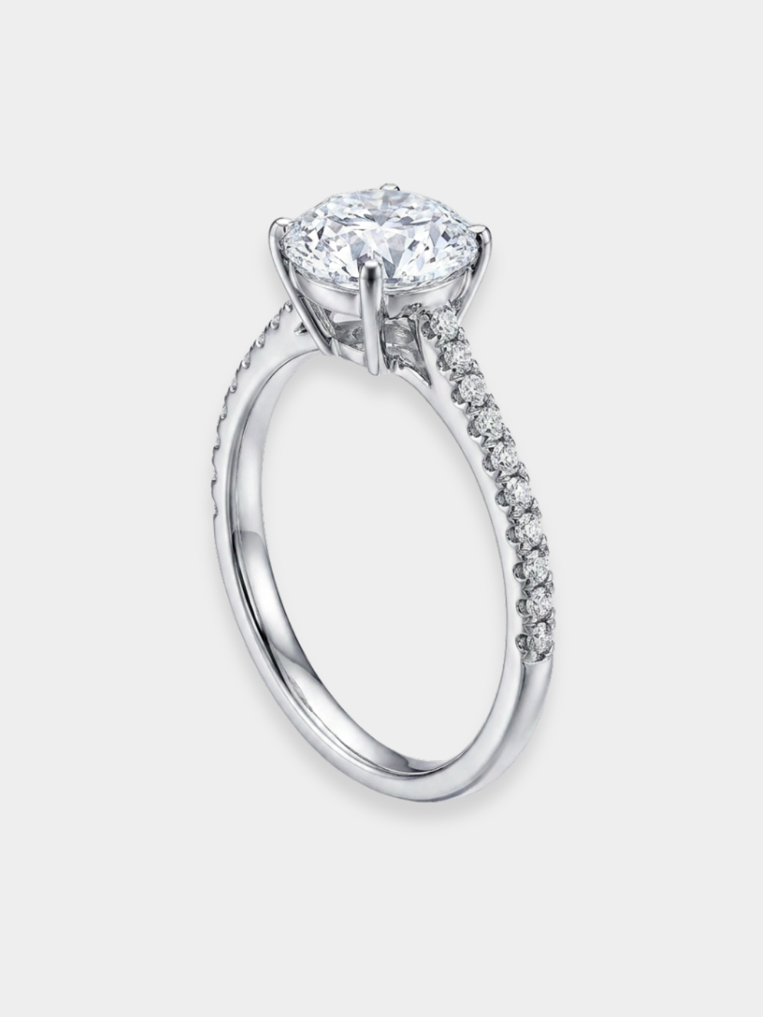 Anillo Solitario de Oro Blanco con Diamantes | Circeo